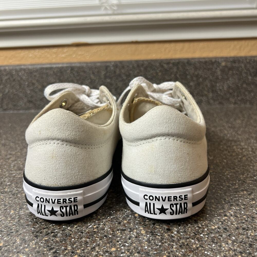 Converse Women Sz 10 Canvas Sneaker Ivory Lace Up Low Padded Tongue Gold Glitter - Picture 9 of 11
